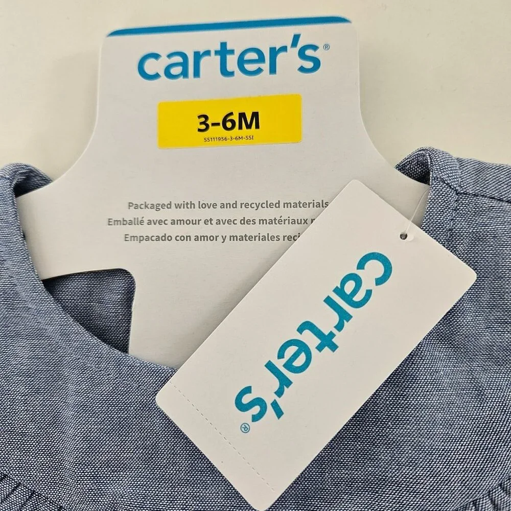 Carters Baby Girls 2-Piece Chambray Top & Floral Leggings Outfit Set 6 Month